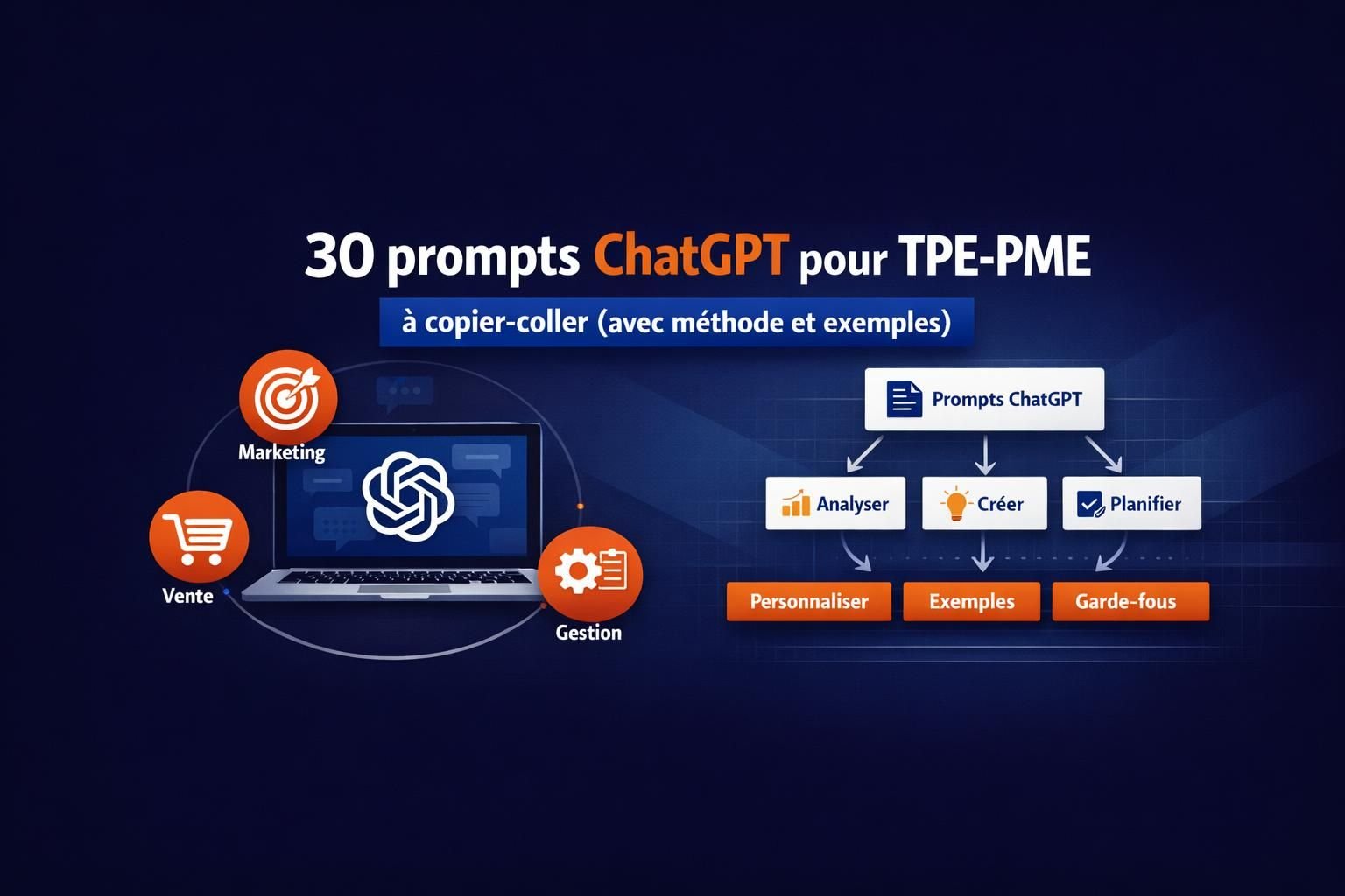 30 prompts ChatGPT pour TPE-PME à copier-coller (avec méthode et exemples)